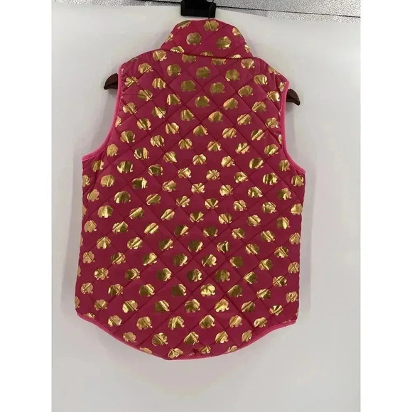 NEW TAGS Simply Southern Pink & Gold Elephant Puffer Vest Size Medium Full Zip - Picture 2 of 11